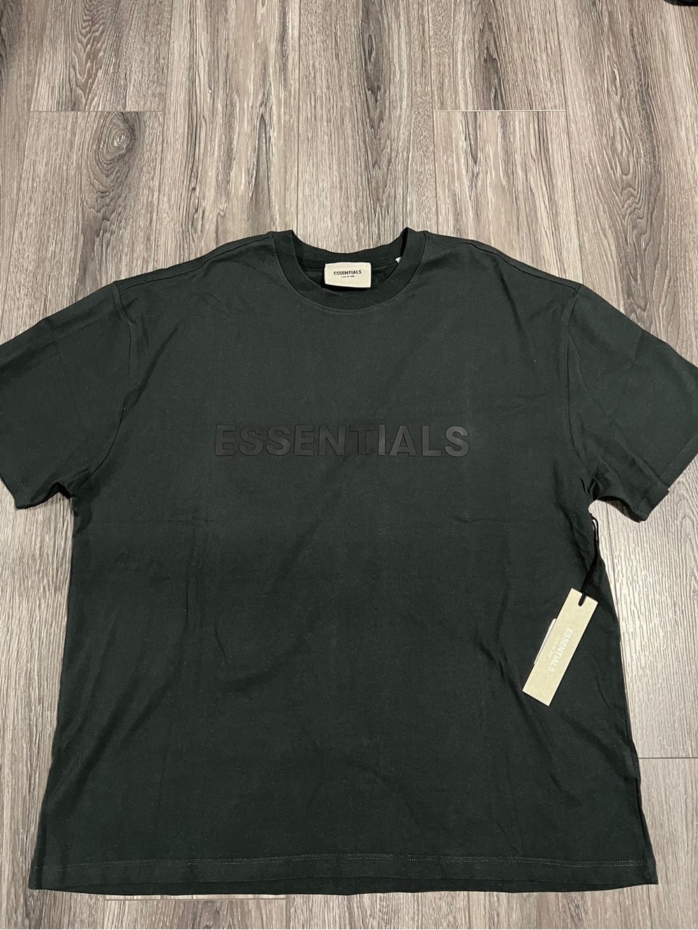 ESSENTIALS Black Tonal Logo Short Sleeve Tee
